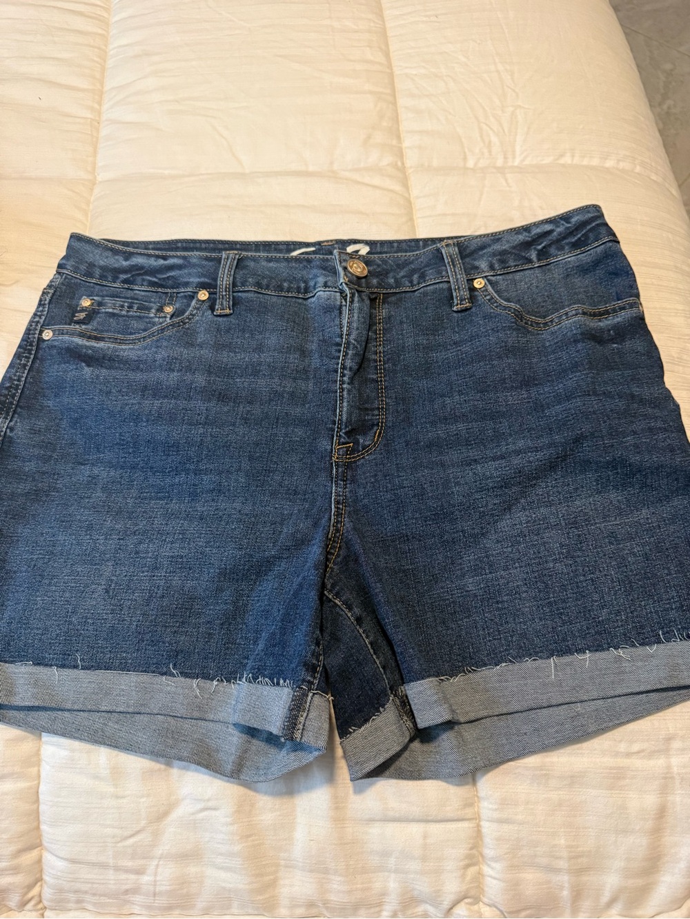 Seven7 Rolled Hem Dark Blue Denim Shorts